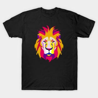 Yellow Bright Colorful Lion Animal Head T-Shirt